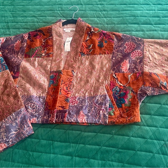 Anthropologie Velvet Patchwork Kimono One Size - Picture 4 of 7